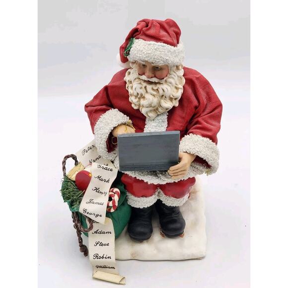 Clothtique Possible Dreams Santa's New List Computer Laptop Who's Naughty Nice - Picture 2 of 14